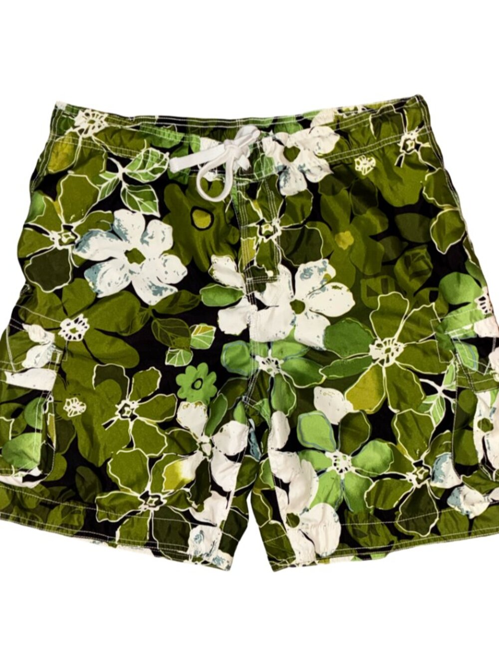 Sz.L 36/38*Green Floral-Print Swim Trunks W/Liner